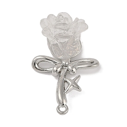 Прозрачный Платинового сплава смолы подвески, цветок, прозрачные, 34.5x21x14.5 мм, отверстие : 1.6 мм
