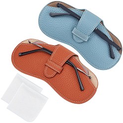 (52) Непрозрачная лаванда Чехол для очков из искусственной кожи, для очков, солнцезащитные очки протектор, с тканью для чистки очков из замшевого волокна, разноцветные, сгиб: 87x175x8 мм, развернуть: 163x175x8 мм, 2 цветов, 2 шт