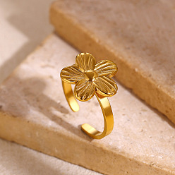 Blume 304 Edelstahlmanschetten mit offenen Ringen, golden, Blume, 18 mm
