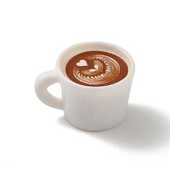 Сердце Подвески для напитков из непрозрачной смолы, амулеты чашка кофе, белые, сердце, 17x22x13.5 мм, отверстие : 4.5x3 мм