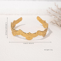 Золотой 304 женские браслеты-манжеты из нержавеющей стали, орел, золотые, внутренний диаметр: 2-3/8 дюйм (6 см)