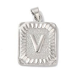 Letter V Стойки обшивки латунные подвески, долговечный, без свинца и без кадмия, квадрат с подвесками в виде букв, Буква V, 24x17x2.5 мм, отверстие : 4x3.5 мм