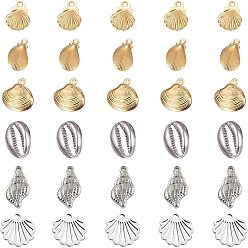 Goldenen und Edelstahl Farbe 304 Edelstahl Reize, Schale, goldenen und Edelstahl Farbe, 12~19x7~13x0.8~4 mm, Bohrung: 0.8~1.5 mm, 30 Stück / Karton