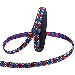 Синий 15ярды полиэстеровых лент для вышивки в этническом стиле, жаккардовая лента, аксессуары для одежды, ромб шаблон, синие, 1/2 дюйм (13 мм)