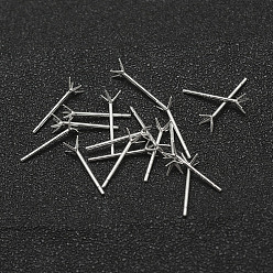 Серебро 925 стерлингового серебра уха шпильки, 4 настройки сережек с зубцами, серебряные, лоток : 3.5 мм, 11x4 мм, штифты : 0.75 мм