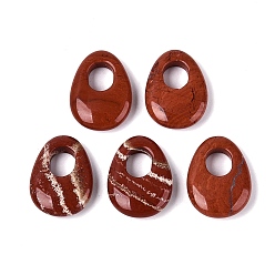 Красный Камень Природные красной яшмы подвески, слезинки, 24.5~25x18~18.5x5.5~6.5 мм, отверстие : 8.5~9.5x7~7.5 мм