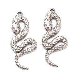 Нержавеющая Сталь Цвет Не тускнеющие 304 подвески из нержавеющей стали, змея, цвет нержавеющей стали, 27x12x2 мм, отверстие : 1.2 мм