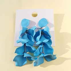 Темно-Голубой Серьги-гвоздики из сплава для женщин, цветок, золотые, глубокое синее небо, 125x30 мм