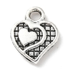 Antique Silver Tibetan Style Alloy Pendants, Heart, Antique Silver, 12x10x2mm, Hole: 1.8mm, about 806pcs/500g