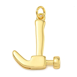 Настоящее золото 18K Стойки обшивки латунные подвески, с целью перехода в кольце, без свинца и без кадмия, долговечный, молоток очарование, реальный 18 k позолоченный, 22.5x18x5 мм, отверстие : 3 мм