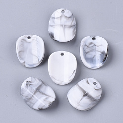 Белый Акриловые подвески, Стиль имитация драгоценных камней, витых овальных, белые, 25x19.5x2.5 мм, Отверстие : 2 мм , около 400 шт / 500 г