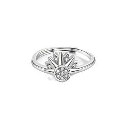 Платина Пара колец из солнечной латуни с микропаве и фианитом, регулируемое кольцо на палец, платина, 12 мм, внутренний диаметр: 16 мм