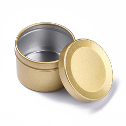 Golden Round Aluminium Tin Cans, Aluminium Jar, Storage Containers for Cosmetic, Candles, Candies, with Slip-on Lid, Golden, 5.15x3.4cm