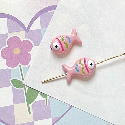 Фламинго Милые бусины из эмали из сплава, рыба, фламинго, 9x15 мм, отверстие : 1.7 мм