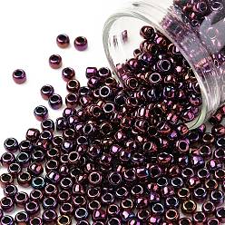 (503) High Metallic Dark Amethyst Тохо 8/0 круглые бусины, японский бисер, (503) высокий металлический темный аметист, 3 мм, отверстие : 1 мм, Около 222 шт / 10 г