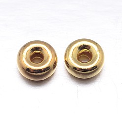 Настоящее золото 18K Настоящие 18 плоские круглые позолоченные k 925 бусины-распорки из стерлингового серебра, золотые, 6x2.5 мм, отверстие : 2 мм, Около 82 шт / 20 г