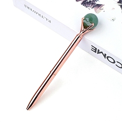 Зеленый Авантюрин Шариковая ручка с натуральным зеленым авантюрином, шариковая ручка из нержавеющей стали, офисные школьные принадлежности, 150 мм