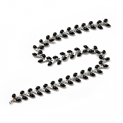 Black 304 Stainless Steel Cobs Chains, with Enamel, Soldered, with Spool, Black, 6x1.5~2mm