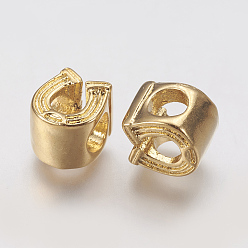 Золотой Ионное покрытие (ip) 304 европейские бусины из нержавеющей стали, бусины с большим отверстием, подковы, золотые, 9.5x8.5x8 мм, отверстие : 4.5 мм
