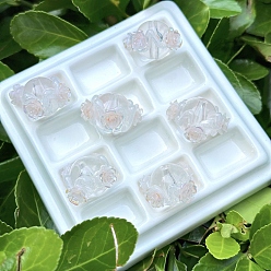 Розовый Непрозрачные акриловые бусины, бусины ручной работы, круглая с цветком, туманная роза, 18 мм, отверстие : 3 мм