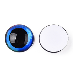 Blau Glas cabochons, halbrund mit Auge, Blau, 20x6.5 mm
