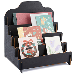 Черный 4 деревянные подставки для держателей карт, прямоугольные, чёрные, 30x26.5x32 см