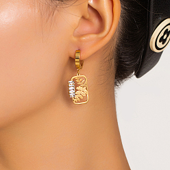 Золотой Винтажные 201 серьги-кольца из нержавеющей стали с полыми листьями, с четким кубического циркония, золотые, 37x15 мм