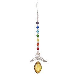 Желтый Металлический ангел, подвесные украшения на День святого Валентина, Ловец солнца с кисточками и каплевидными бусинами из стекла для украшения дома и сада на открытом воздухе, желтые, 210 мм