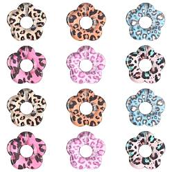 (52) Непрозрачная лаванда 20шт.2 прозрачные бусины из смолы с леопардовым принтом, цветок, половине просверлил, разноцветные, 26x26.5x4.5 мм, отверстие : 1.6 мм, 6 стили / набор