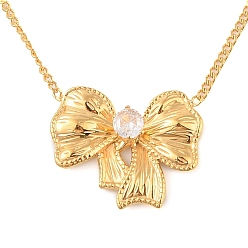 Настоящее золото 18K 304 ожерелья из нержавеющей стали с подвеской в виде банта из витой цепочки со стразами для женщин, реальный 18 k позолоченный, 15.28 дюйм (38.8 см)