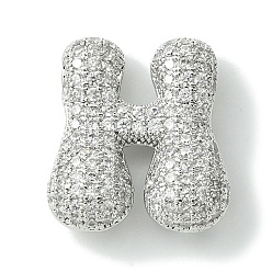 Letter H Стойки обшивки латунь кубического циркония подвески, без кадмия и без свинца, долговечный, алфавит, Письмо ч, 22x19.5x8 мм, отверстие : 4x2 мм