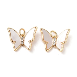 Настоящее золото 18K Латунные микро проложить кубического циркония подвески, без кадмия, без никеля и без свинца, с оболочкой, с прыжковых колец, бабочки прелести, реальный 18 k позолоченный, 14.5x18.5x4 мм, отверстие : 3 мм