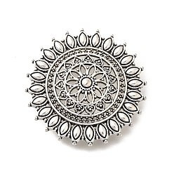 Античное Серебро Тибетский стиль сплава цветок многожильных ссылки, без кадмия и без свинца, 4 контур, античное серебро, 40x6 мм, отверстие : 1.8 мм, Около 140 шт / 1000 г