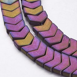 (966) Внутренний цвет Кристалл / Лиловато-лиловый на подкладке Гальванизировать немагнитных синтетический гематит нитей бисера, матовые, стрелка, с покрытием разноцветным, 8x5x3 мм, отверстие : 1 мм, около 117 шт / нитка, 15.5 дюйм