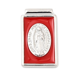 Красный Латунь эмаль подвески, прямоугольник с подвесками Девы Марии, стойки покрытие, долговечный, без свинца и без кадмия, платина, красные, 23.5x14.5x3.5 мм, отверстие : 1.5 мм