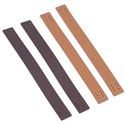 Mixed Color 2 Pairs 2 Colors Leather Trim Bag Handles, Bag Straps Replacement Accessories, Coconut Brown & Peru, Mixed Color, 189x18.5x3mm, Hole: 1.6mm, 1pair/color