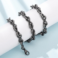 Античное Серебро Унисекса 304 ожерелья из нержавеющей стали, ожерелья цепи, цепные цепи, бесконечность, античное серебро, 20.28 дюйм (51.5 см)