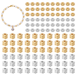 Mixed Color 120Pcs 4 Style Brass Spacer Beads, Long-lasting Plated, Fancy Cut, Flat Round and Cube, Mixed Color, 4x2mm, Hole: 1.8mm, 30pcs/style