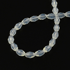 Clear Faceted Rice Imitation Jade Glass Beads Strands, Clear, 4~5x6~7mm, Hole: 1mm, about 72pcs/strand, 16.7 inch