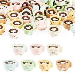 Mixed Color 42Pcs 7 Colors Coffee Cup Resin Mini Model, Micro Landscape Dollhouse Accessories, Pretending Prop Decorations, Mixed Color, 20.5x18.5x11mm, 6pcs/color