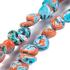 Темно-Оранжевый Натуральные имперские нитки из бисера яшмы, окрашенные, самородки, темно-оранжевый, 4~19x9.5~19x6~12.5 мм, отверстие : 1~1.2 мм, около 38~41 шт / нитка, 15.35~15.55'' (39~39.5 см)