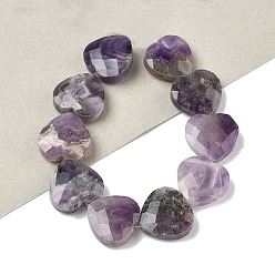 Аметист Природный аметист нитей бисера, граненые, сердце, 14.5~15x15~15.5x5.5~6 мм, отверстие : 1 мм, около 10 шт / нитка, 5.51~5.71'' (14~14.5 см)