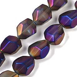 Фиолетовый Стеклянные бусины с гальваническим покрытием , матовые, граненая полигона, фиолетовые, 12.5x9.5x7 мм, отверстие : 1 мм, около 50 шт / нитка, 23.86 дюйм (60.6 см)