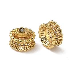Настоящее золото 18K Бусины из прозрачного кубического циркония в форме цветка, латунь., большое отверстие шарик, без кадмия и без свинца, стойки покрытие, долговечный, кольцо с цветочным узором, реальный 18 k позолоченный, 10x5 мм, отверстие : 5 мм