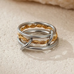 Золотой & Цвет Нержавеющей Стали 304 женские кольца-кольца из нержавеющей стали для женщин, золотые и нержавеющая сталь цвет, 6.5 мм, внутренний диаметр: 17 мм