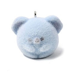 Mouse Флокированные подвески из непрозрачной смолы, с платиновыми тоновыми железными петлями, Небесно-голубой, мышь очарование, 23x29x21.5 мм, отверстие : 2 мм