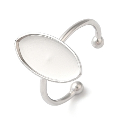 Нержавеющая Сталь Цвет Не тускнеет 304 компоненты открытого кольца манжеты из нержавеющей стали, настройка кольца колодки, лошадиный глаз , цвет нержавеющей стали, лоток : 16x8 мм, 1.5 мм, регулируемый