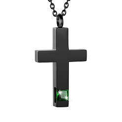Зеленый Ожерелье с подвеской в виде креста, мемориальные украшения из нержавеющей стали для мужчин и женщин, зелёные, 21.65 дюйм (55 см)