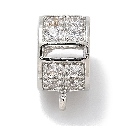 Платина Покрытие стойки латунь микро паве прозрачный кубический цирконий трубы поручни, долговечный, без свинца и без кадмия, платина, 10x8x5.5 мм, отверстие : 1.5 мм, внутренний диаметр: 4.5 мм