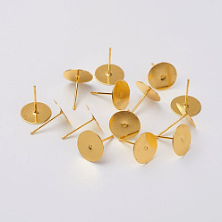 Золотой Латунь уха шпильки, без никеля , золотые, 12x10 мм, штифты : 0.8 мм
